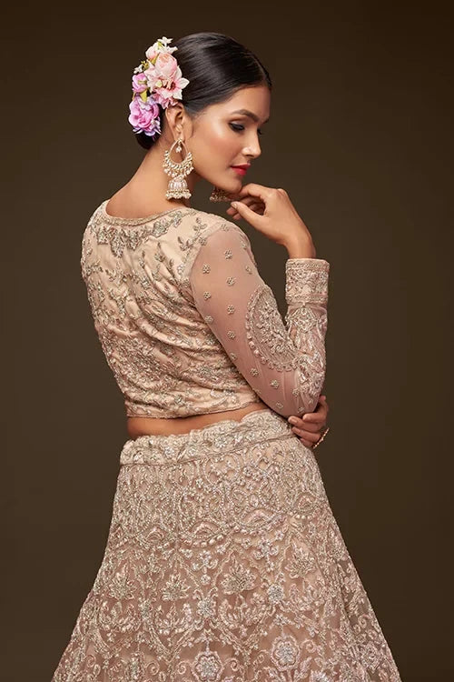 Royal Beige Marriage Lehenga Choli with Dupatta