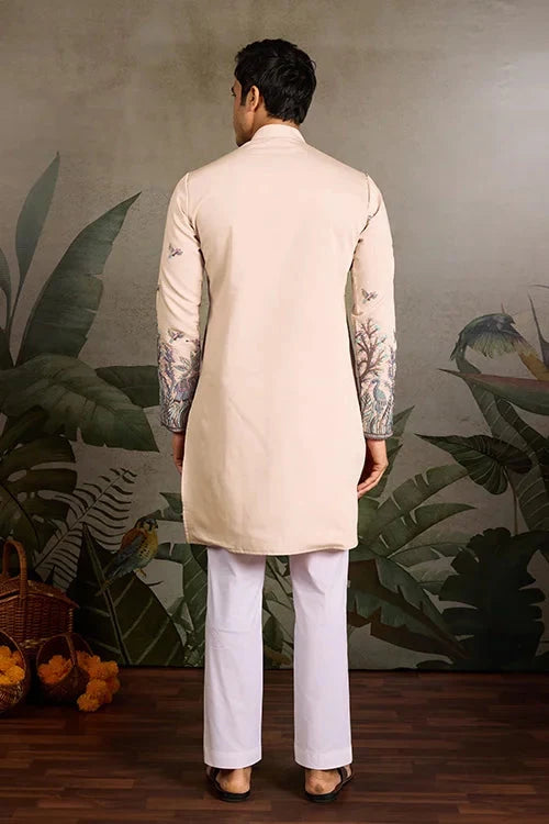 Beige Embroidered Work Beautiful Kurta for Men
