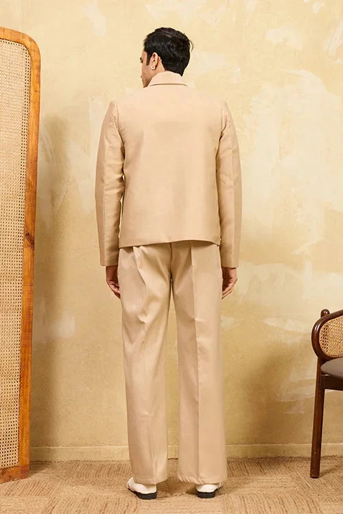Premium Beige Bomber Jacket Set Special Mens Wear