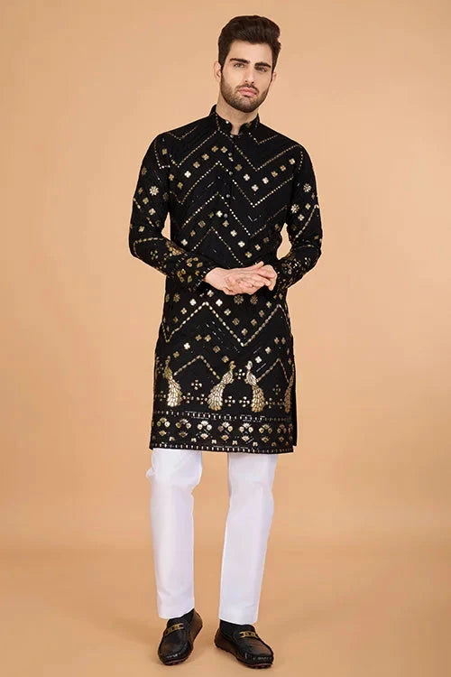 Black Viscose Rayon Men's Kurta  Stylish & Comfortable kurta
