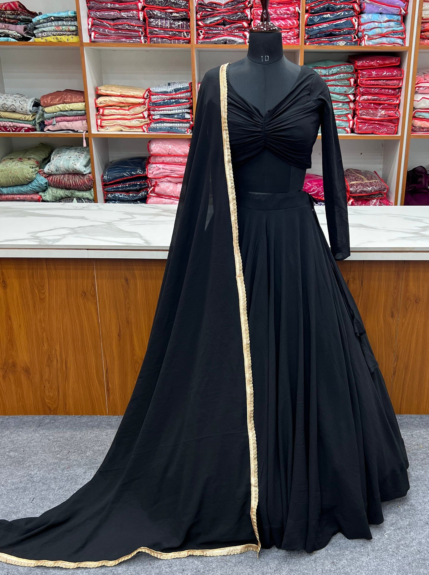 Black Color Trending Lehenga Choli With Stitching and Dupatta