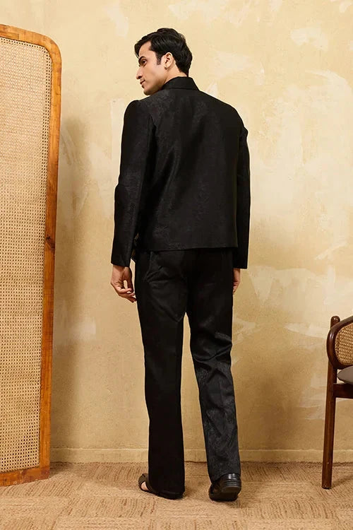 Black Velvet Wedding Bomber Suit for Mens Wear