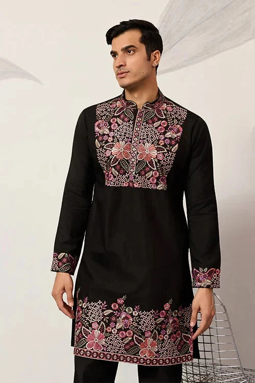 Festive Wear Premium Black Kurta Pant Set for Mens