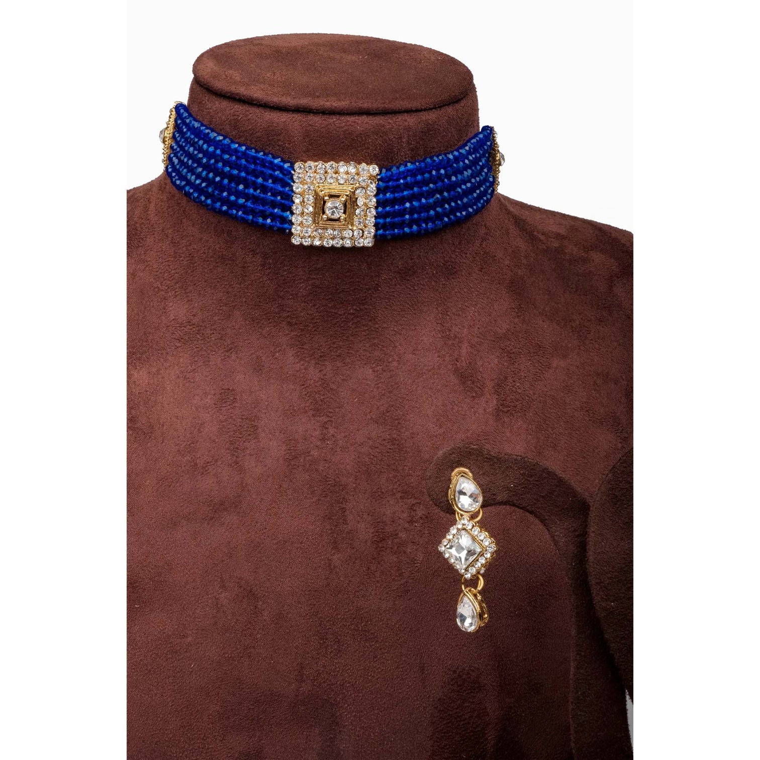 Blue Pearl with Italian Dimond Necklace Alloy Jewel Set