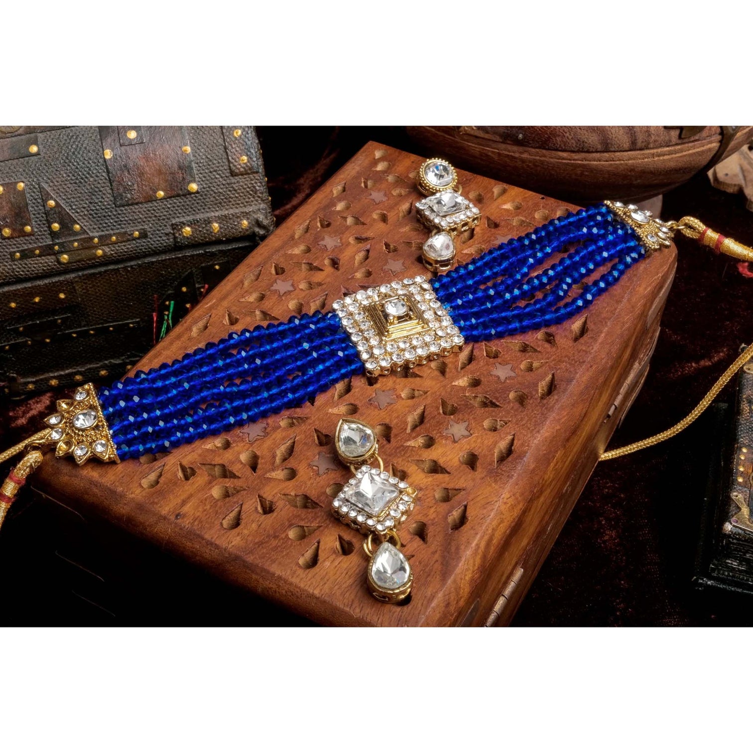 Blue Pearl with Italian Dimond Necklace Alloy Jewel Set