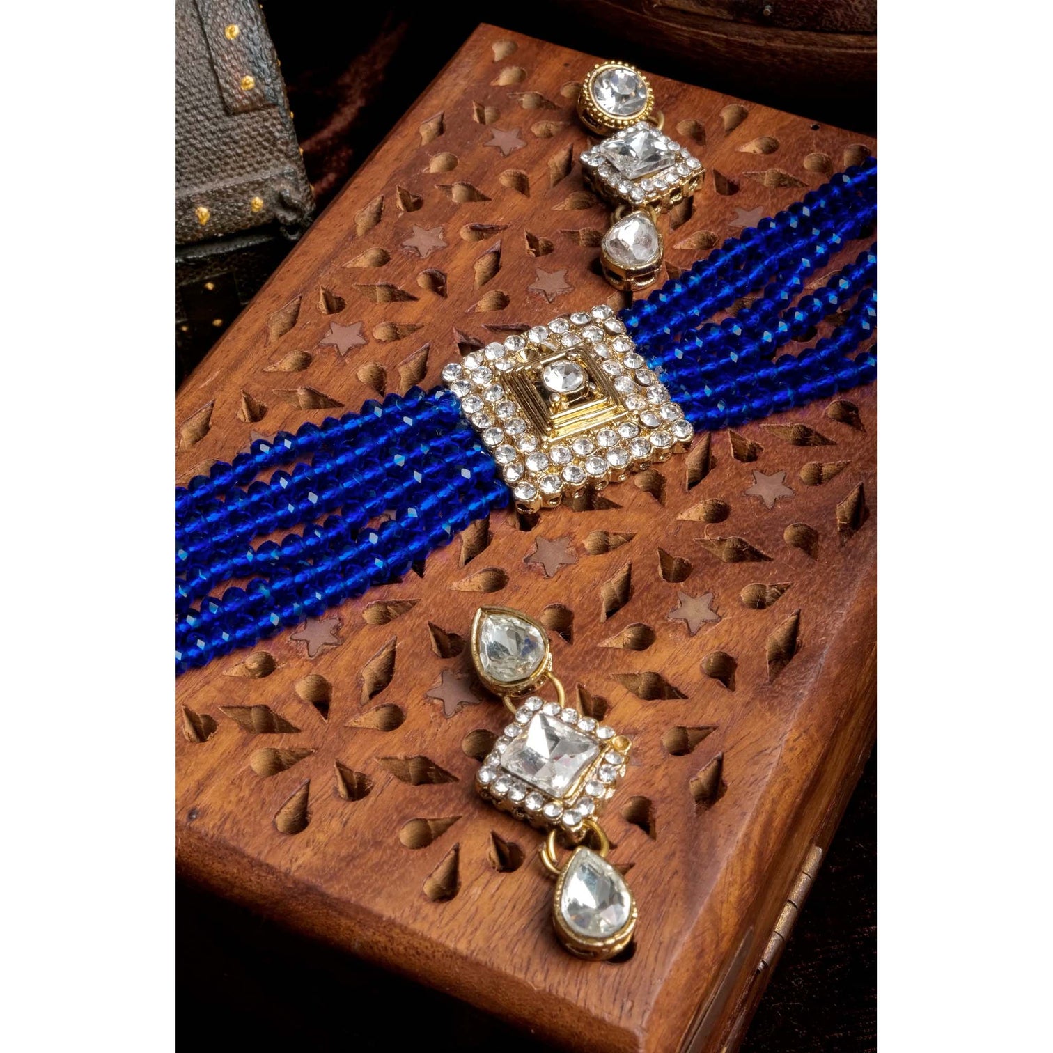 Blue Pearl with Italian Dimond Necklace Alloy Jewel Set