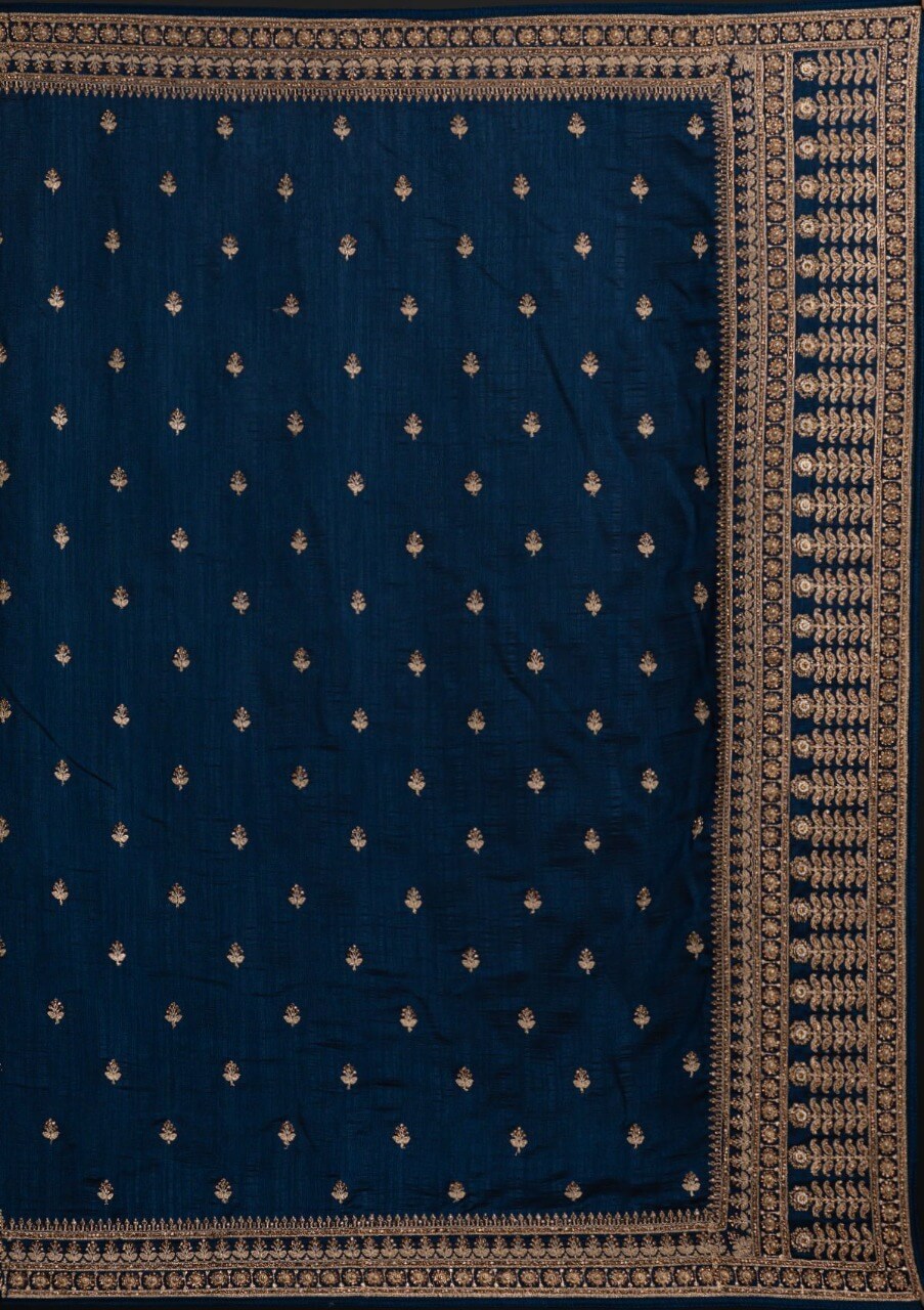 Blue Saree in Vichitra Silk with Dori And Sequence Work