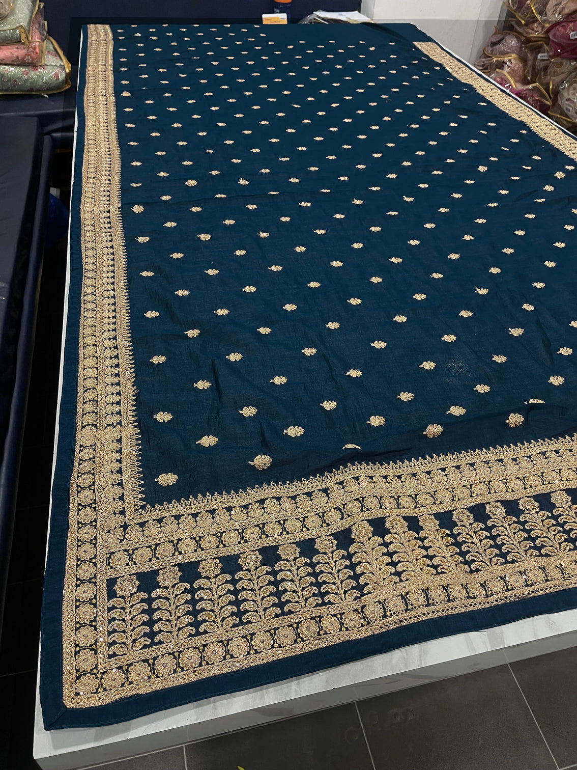 Blue Saree in Vichitra Silk with Dori And Sequence Work