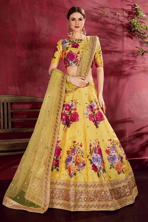Branded  Wedding collection For Women Lehenga Choli Yellow Colour