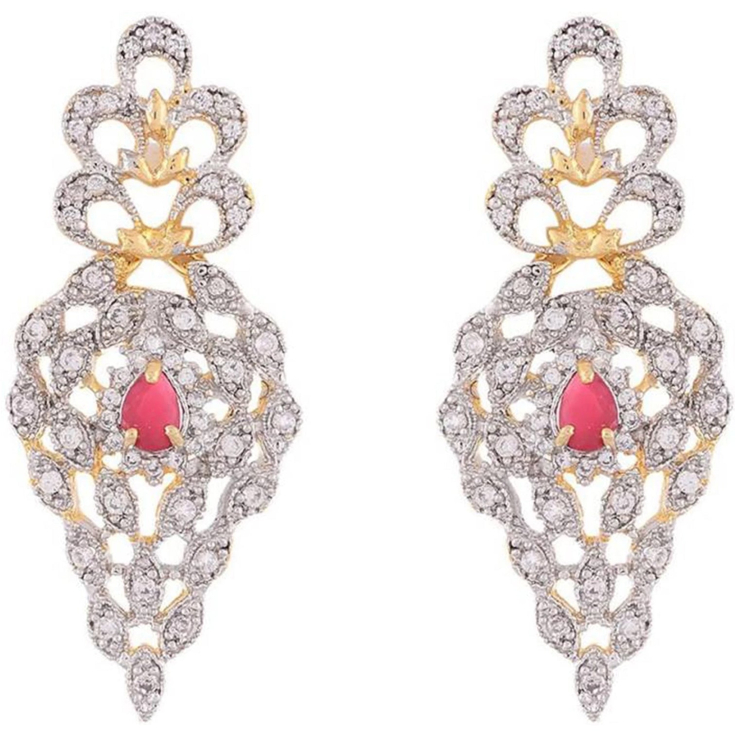 Brass Jewel Set (Pink, White)