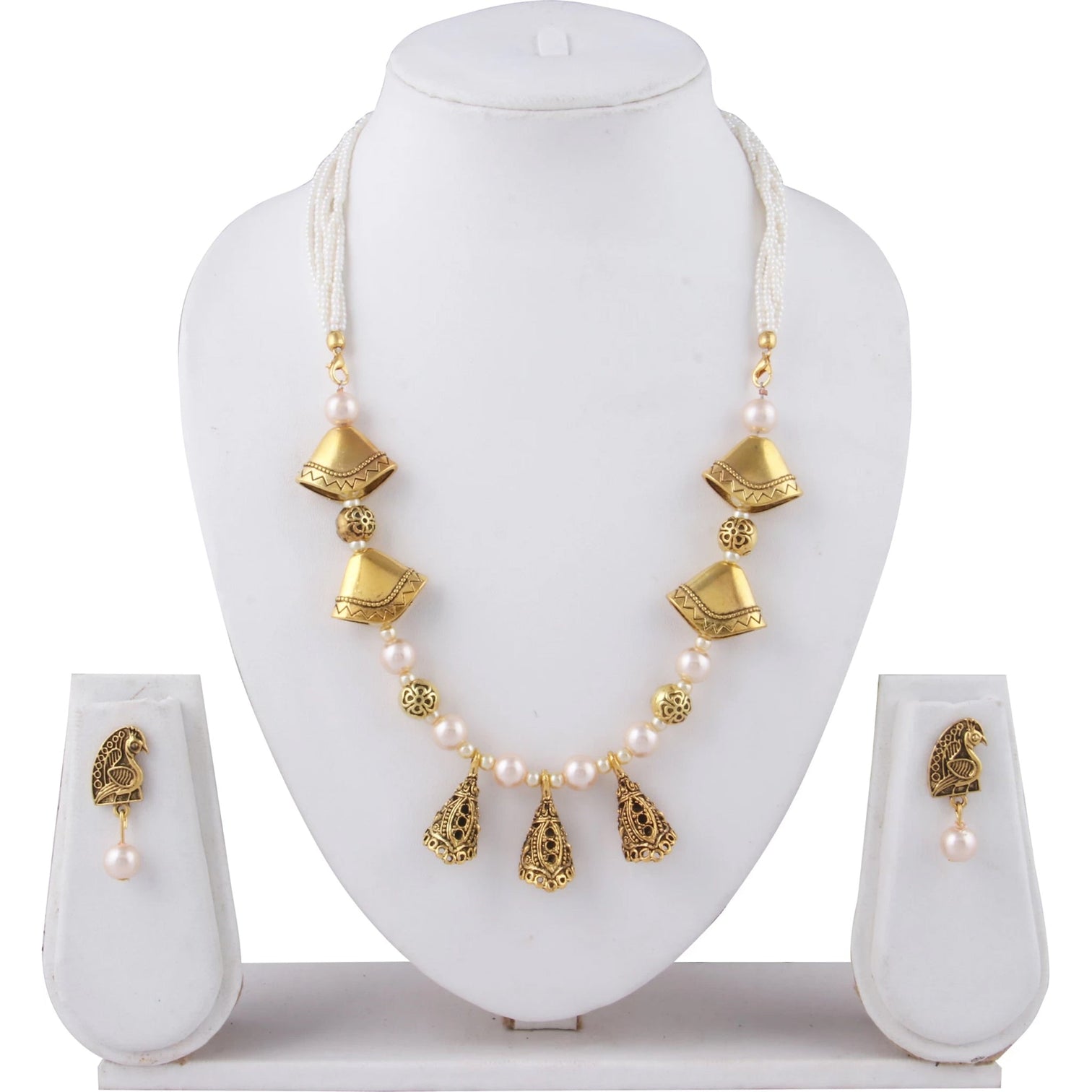 Brass Jewel Set (White and Gold)