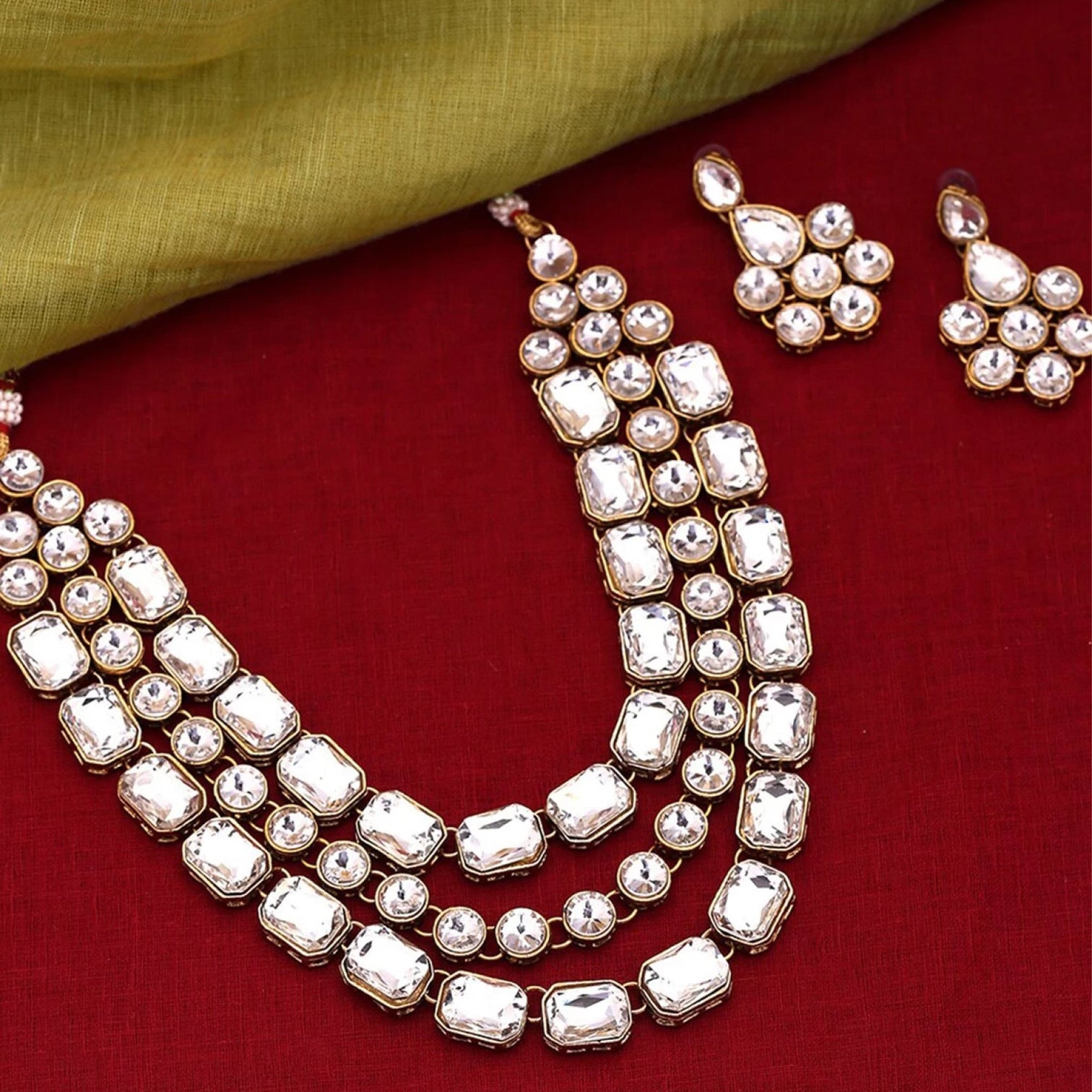 Brass Jewel Set (White)