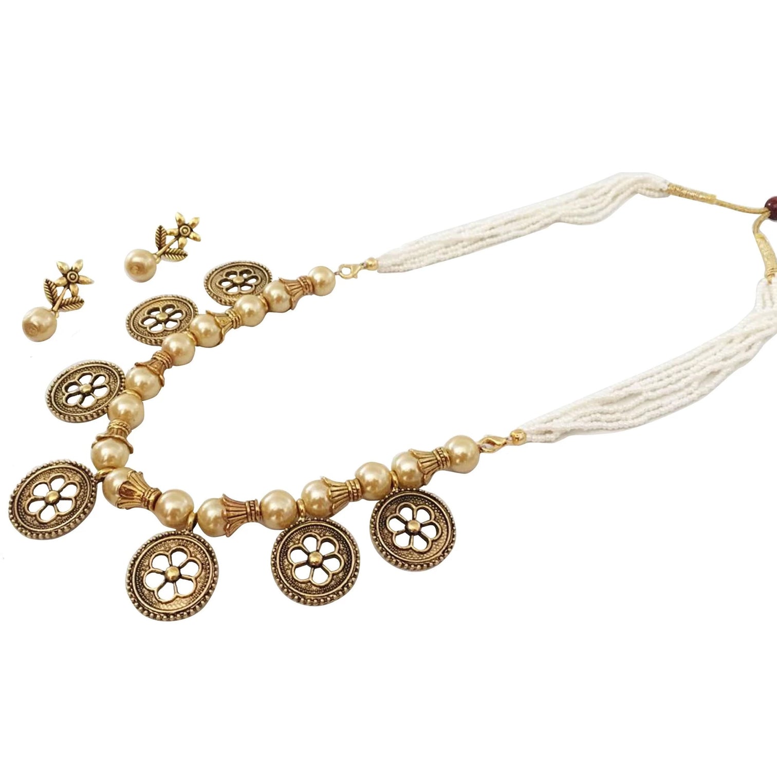 Brass Jewel Set (White, Copper)