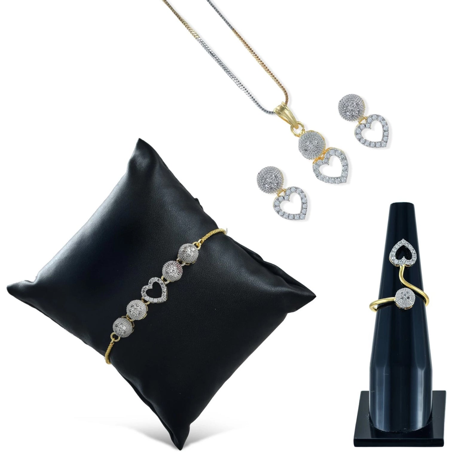 Brass Jewel Set (White, Gold)