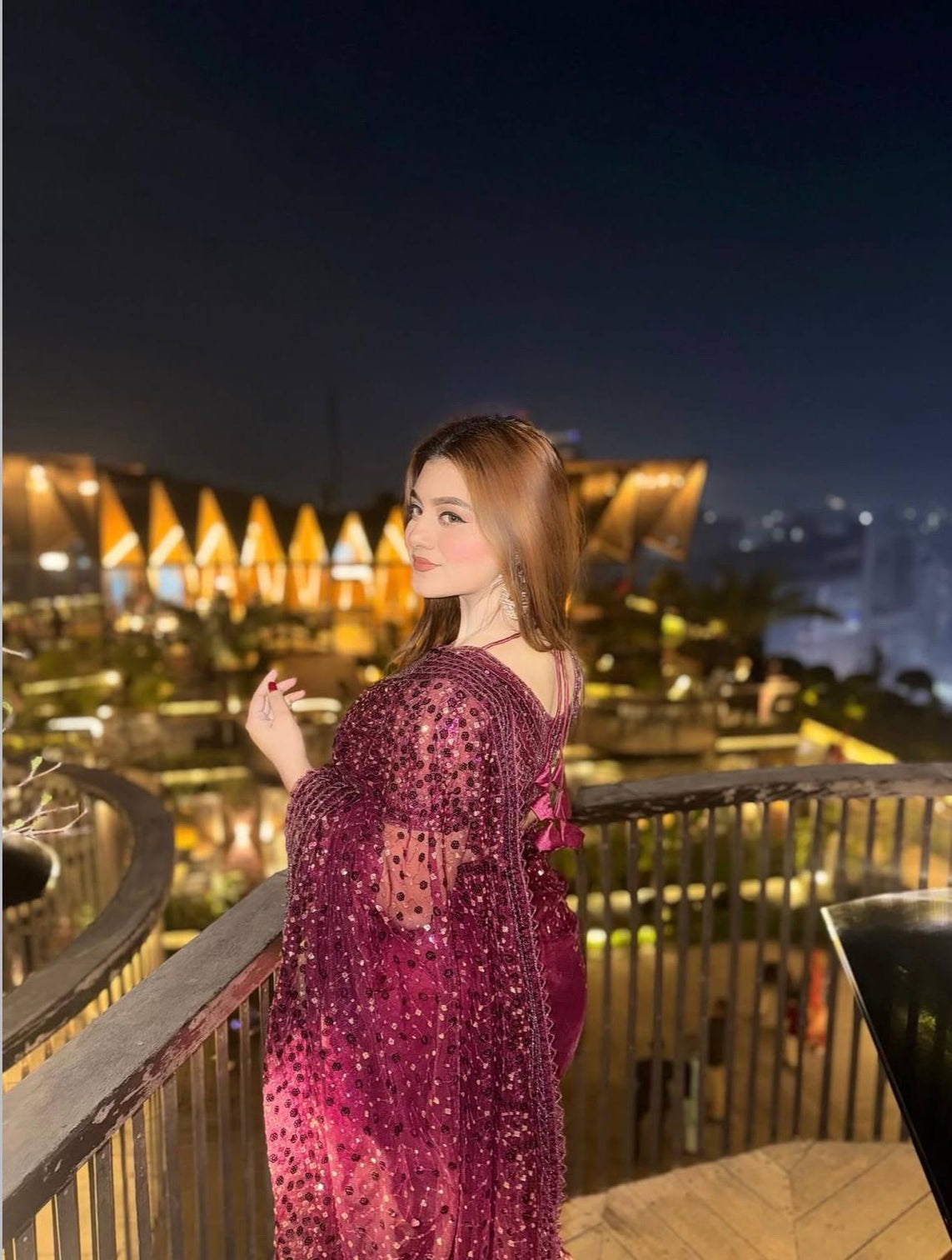 Burgundy Glitter Glamour and Everything in Between  Mesmerizing Net Saree Set