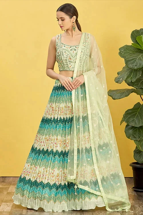 Buy Latest Green Color Sequins Lehenga Choli Online