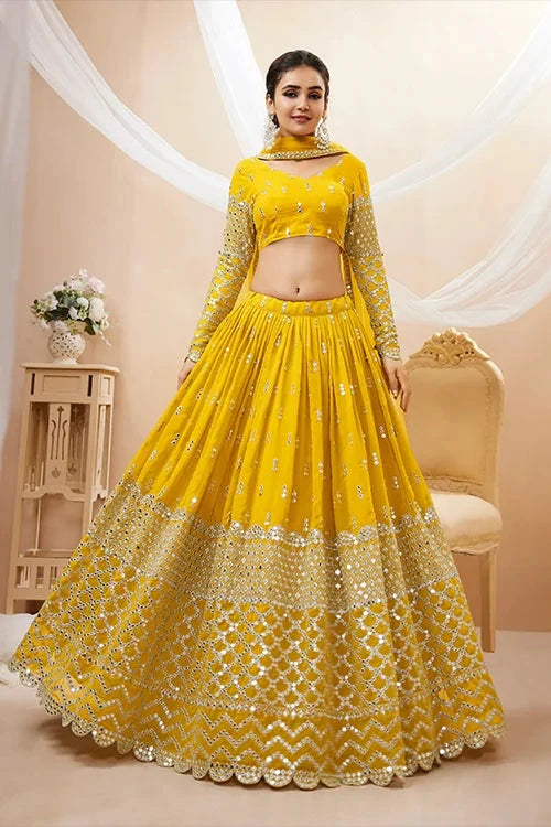 Buy Latest Party Wear Yellow Color Haldi Function Lehenga Choli Collection