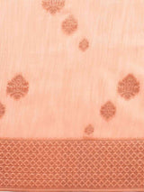 Bollywood Peach Colour Woven Design Cotton Saree