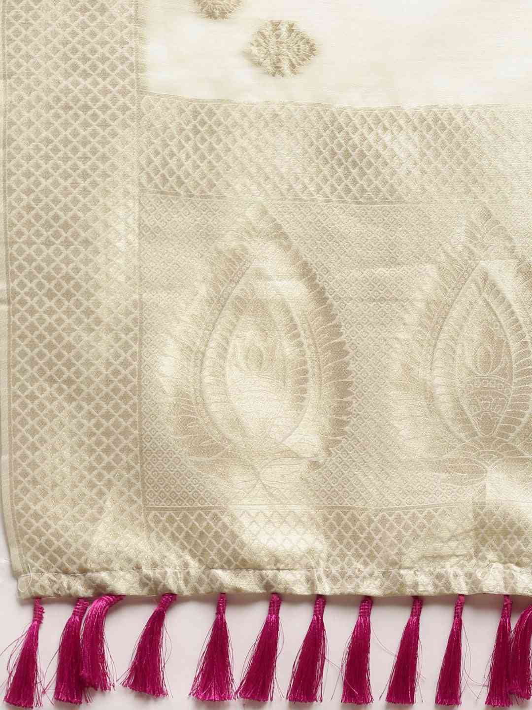 Bollywood White Colour Woven Design Cotton Saree