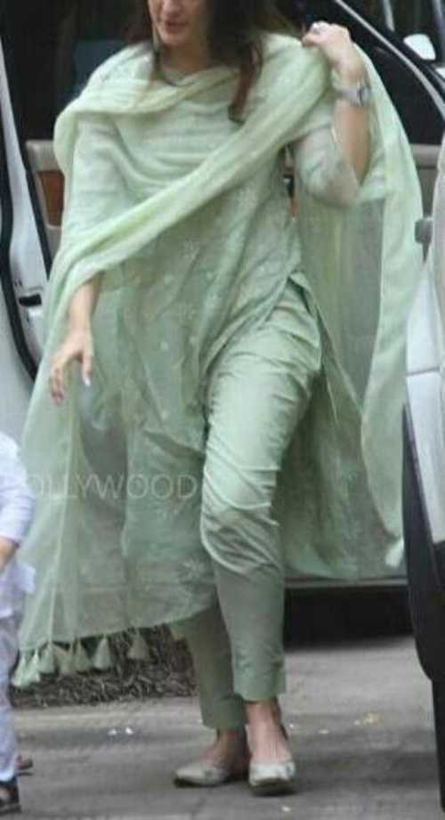 Salwar Suit in Muslin Silk and Light Green Color