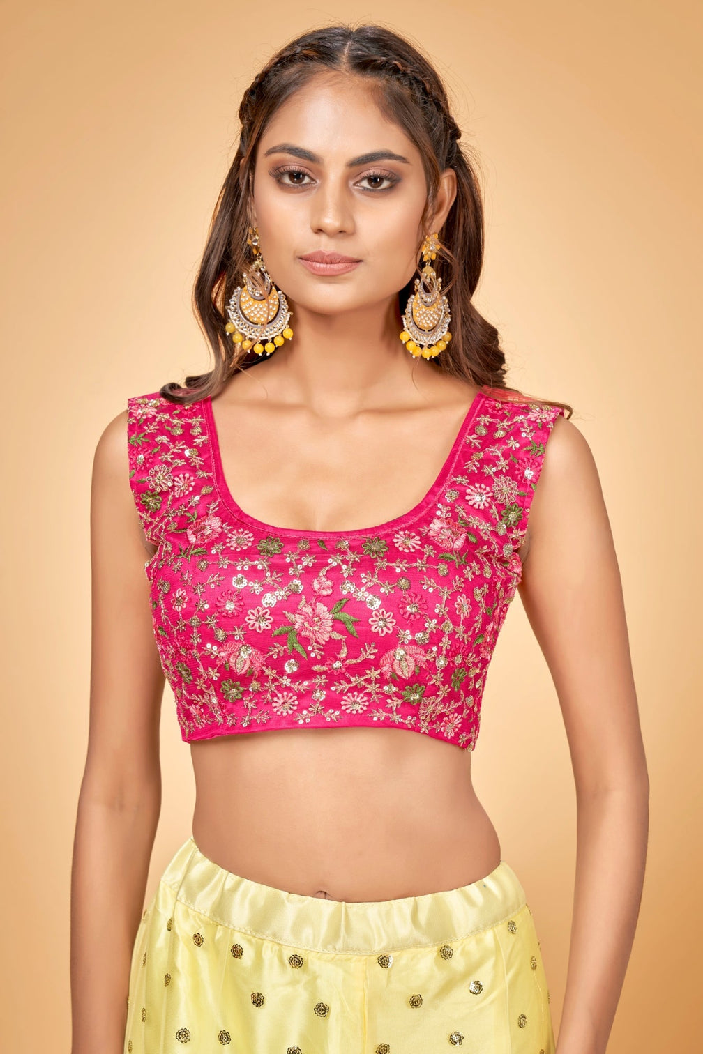Yellow & Green Embroidered Sequin Lehenga Choli Set