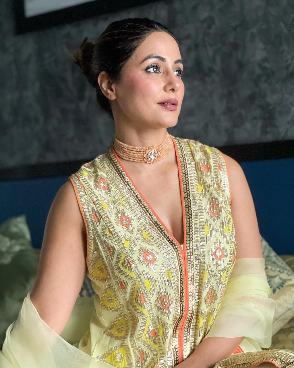 Celebrity Wear Yellow Color Sequence Work Sharara Suit