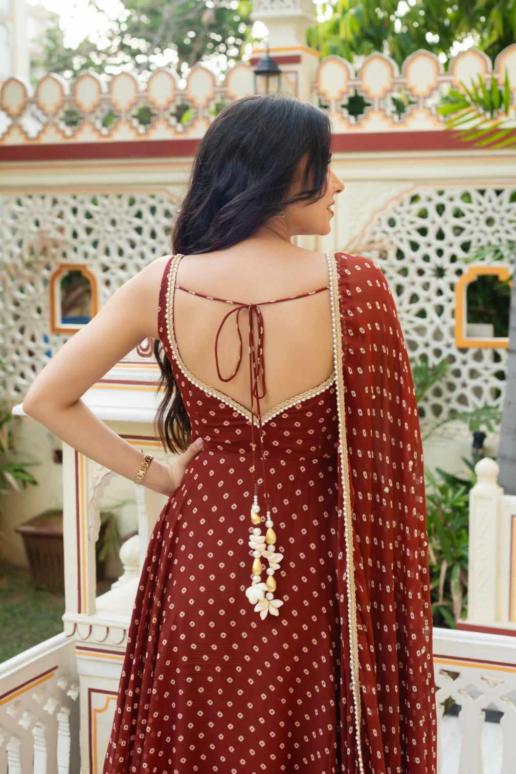 Chunari georgette suit set with lace work