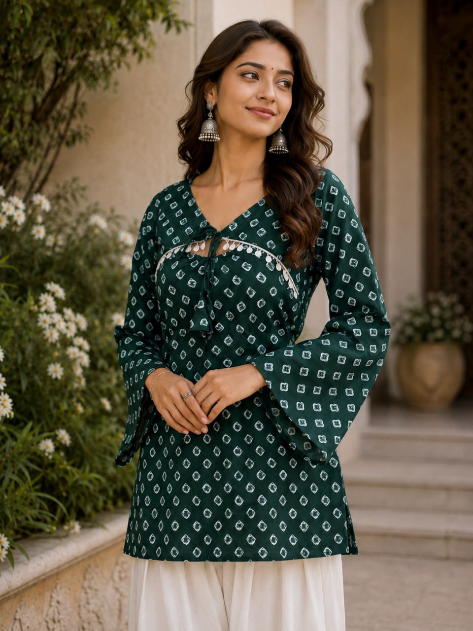 Cotton Bandhej Designer Kurti Outfit