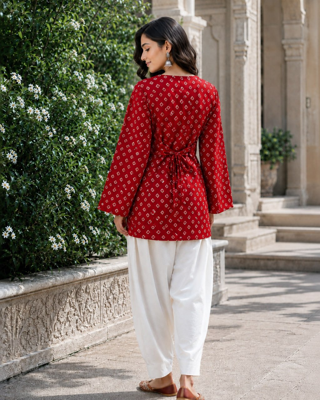 Cotton Bandhej Designer Kurti Outfit