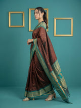 Coffee Premium Soft Silk Saree Gold Zari Woven Saree Contrast Pallu Festive Saree With Blouse