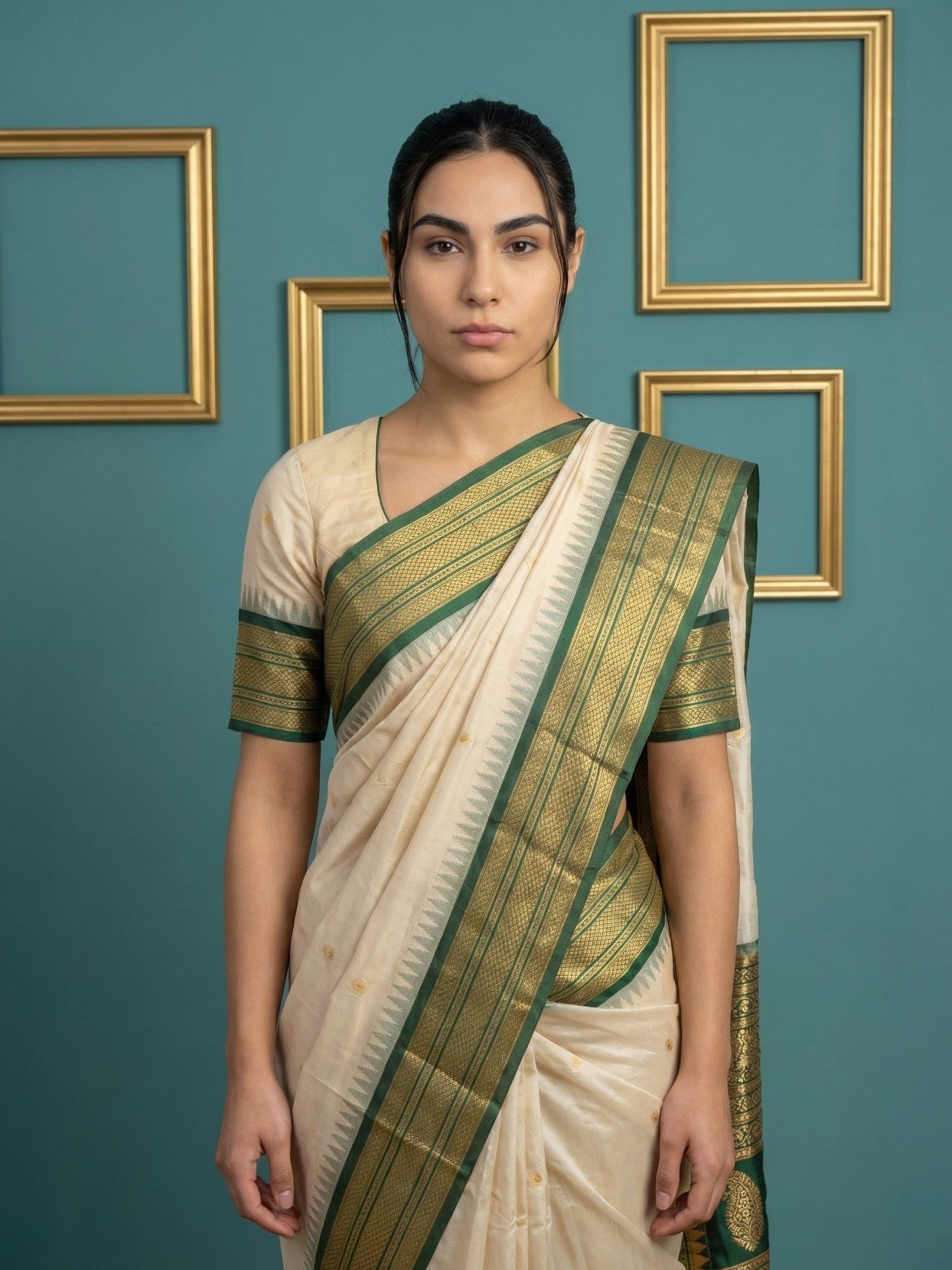 Cream Premium Soft Silk Saree Gold Zari Woven Saree Contrast Pallu Festive Saree With Blouse