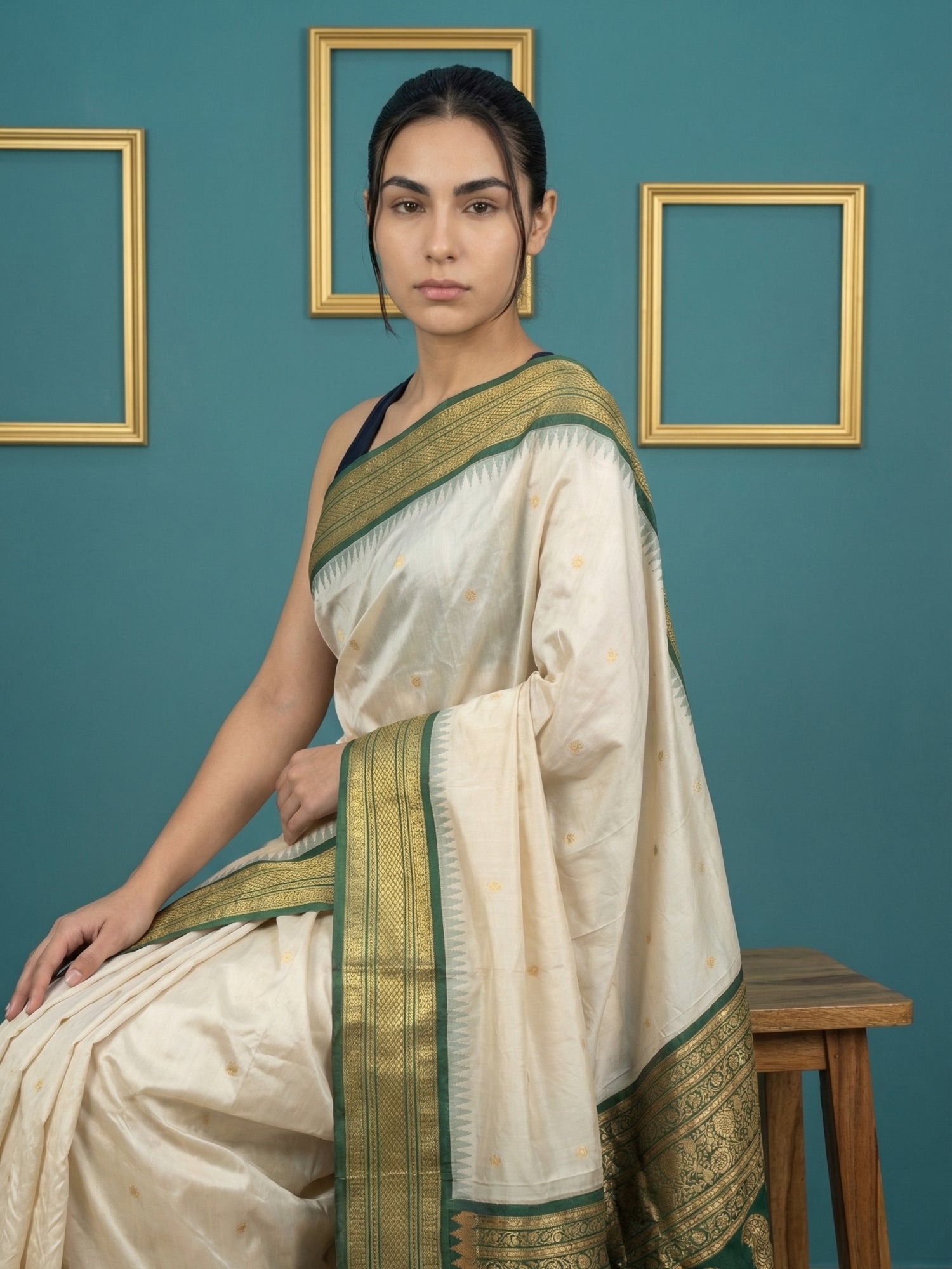Cream Premium Soft Silk Saree Gold Zari Woven Saree Contrast Pallu Festive Saree With Blouse