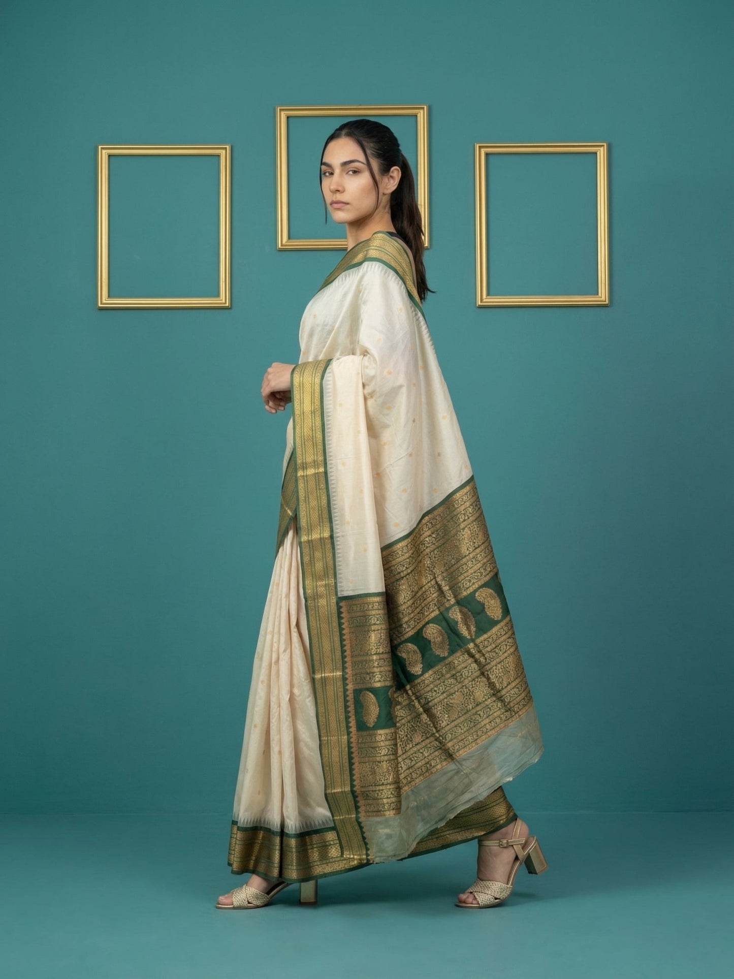 Cream Premium Soft Silk Saree Gold Zari Woven Saree Contrast Pallu Festive Saree With Blouse