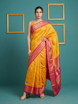 Orange Premium Soft Silk Saree Gold Zari Woven Saree Contrast Pallu Festive Saree With Blouse