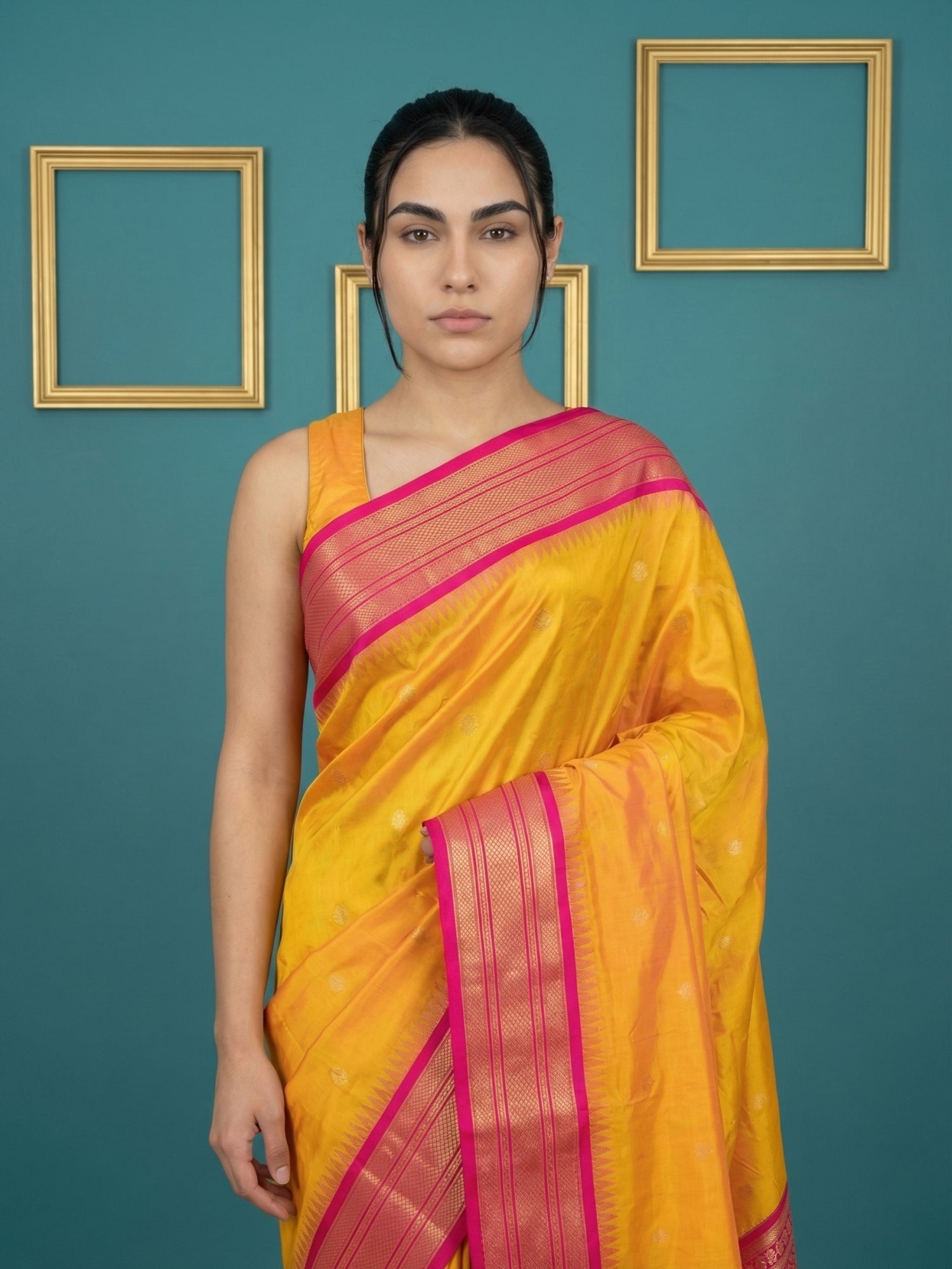 Orange Premium Soft Silk Saree Gold Zari Woven Saree Contrast Pallu Festive Saree With Blouse
