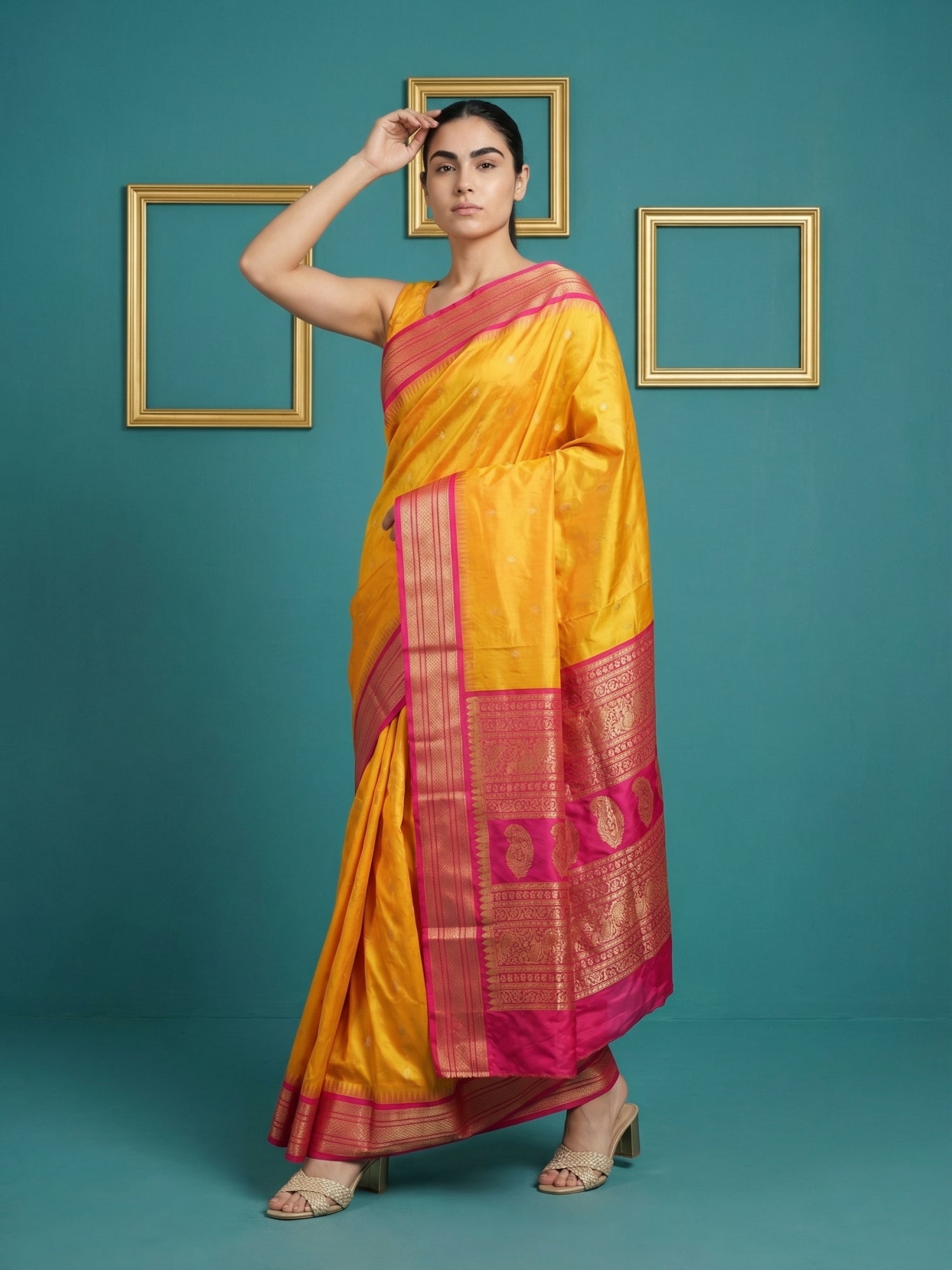 Orange Premium Soft Silk Saree Gold Zari Woven Saree Contrast Pallu Festive Saree With Blouse