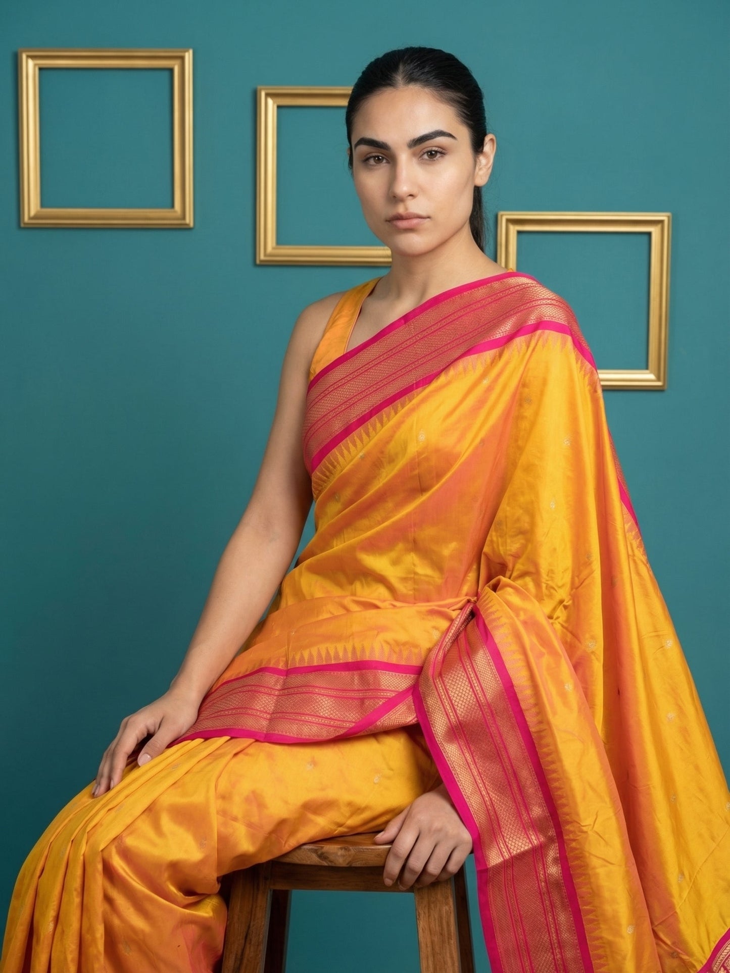 Orange Premium Soft Silk Saree Gold Zari Woven Saree Contrast Pallu Festive Saree With Blouse
