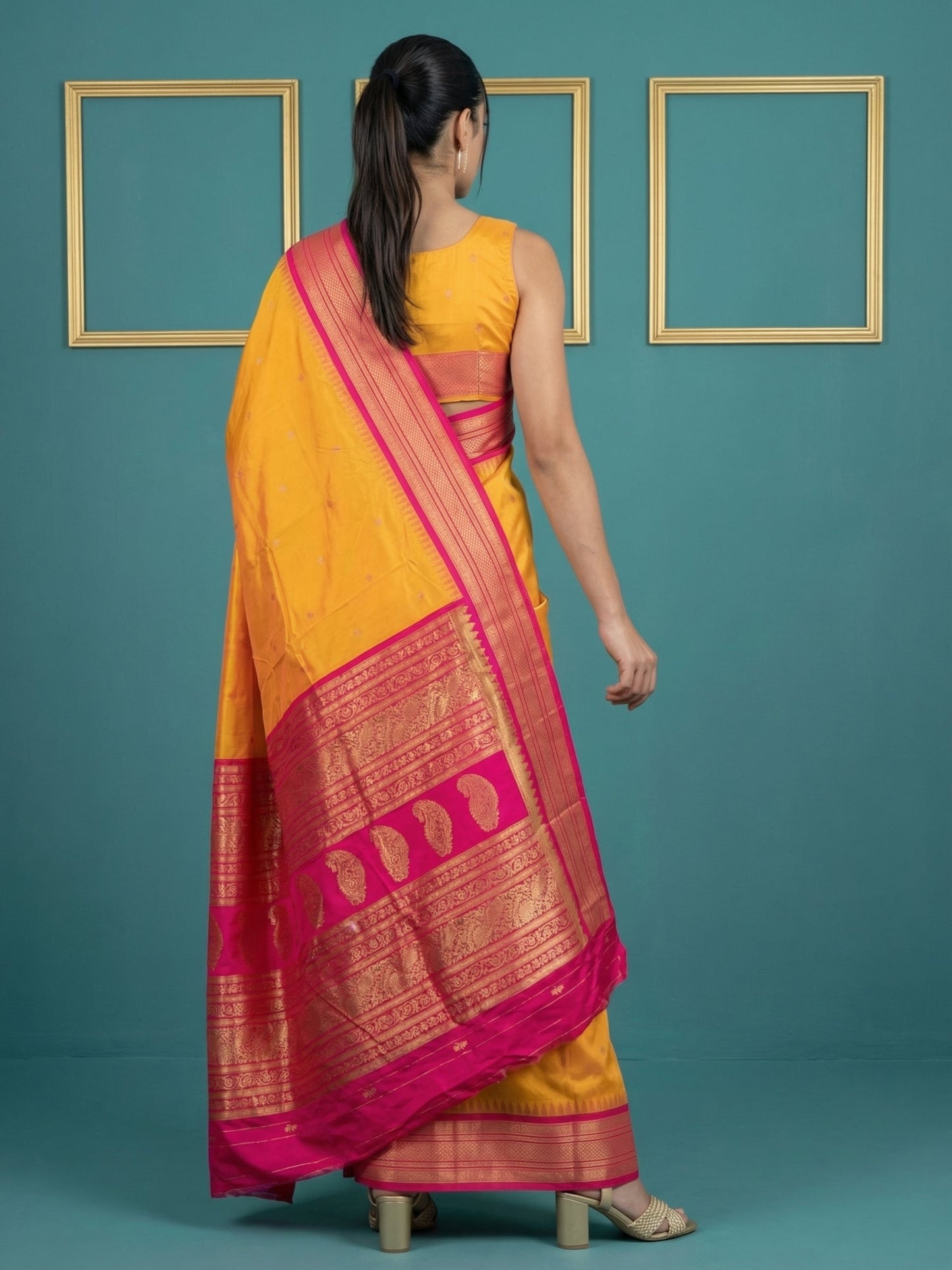 Orange Premium Soft Silk Saree Gold Zari Woven Saree Contrast Pallu Festive Saree With Blouse