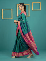 PGREEN Premium Soft Silk Saree Gold Zari Woven Saree Contrast Pallu Festive Saree With Blouse