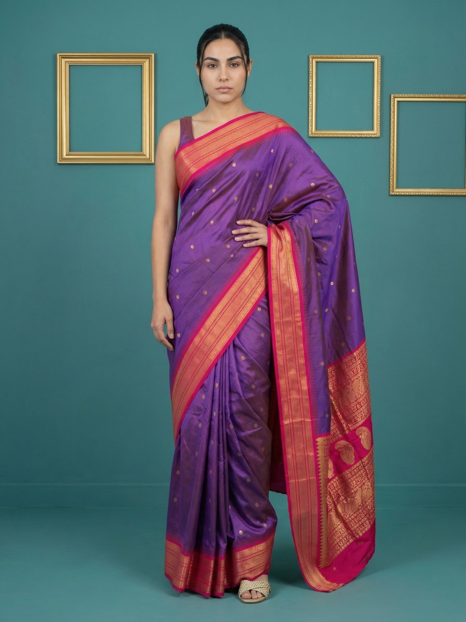 Purple Pink Premium Soft Silk Saree Gold Zari Woven Saree Contrast Pallu Festive Saree With Blouse
