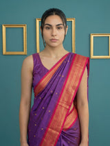 Purple Pink Premium Soft Silk Saree Gold Zari Woven Saree Contrast Pallu Festive Saree With Blouse
