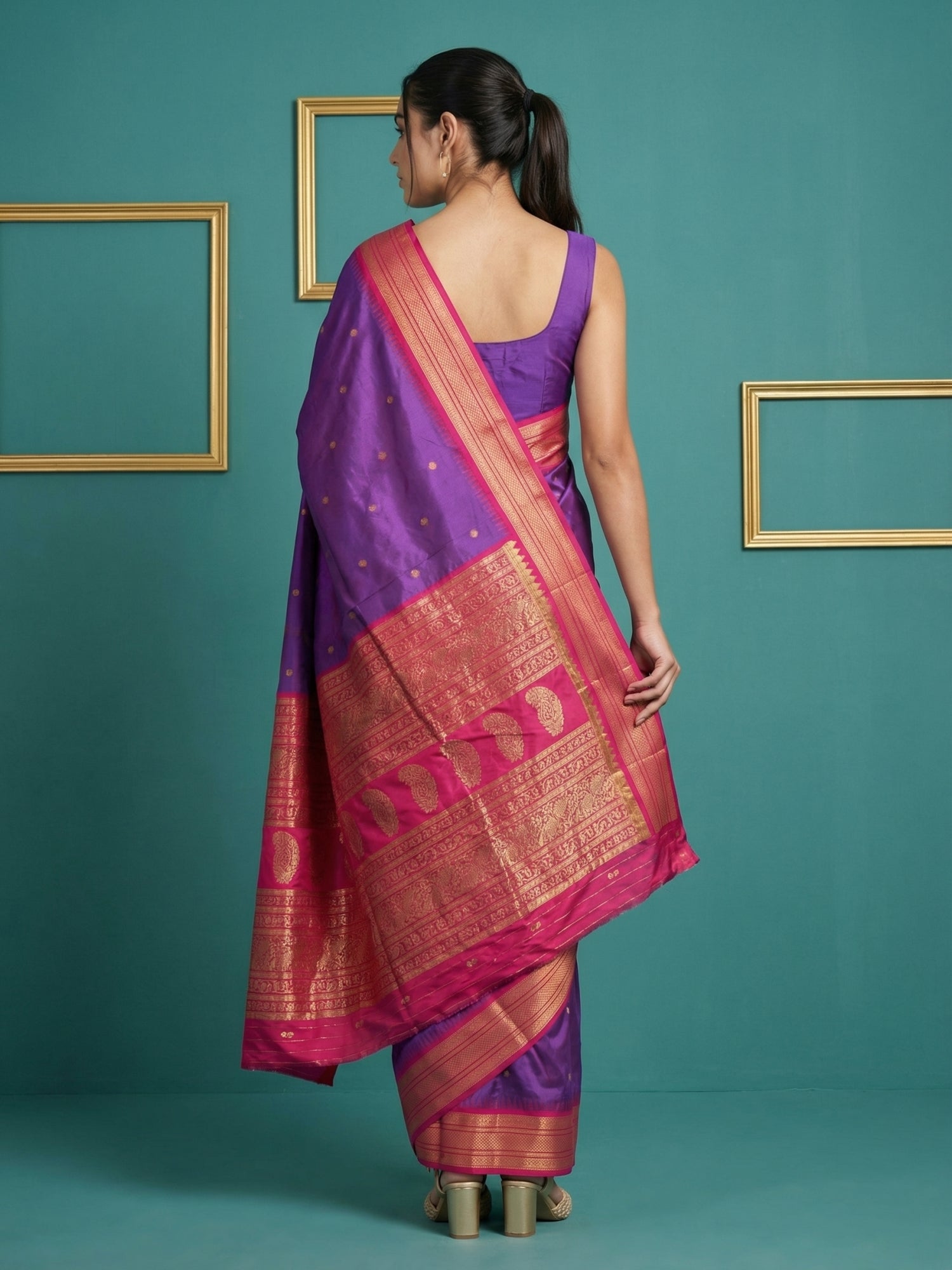 Purple Pink Premium Soft Silk Saree Gold Zari Woven Saree Contrast Pallu Festive Saree With Blouse
