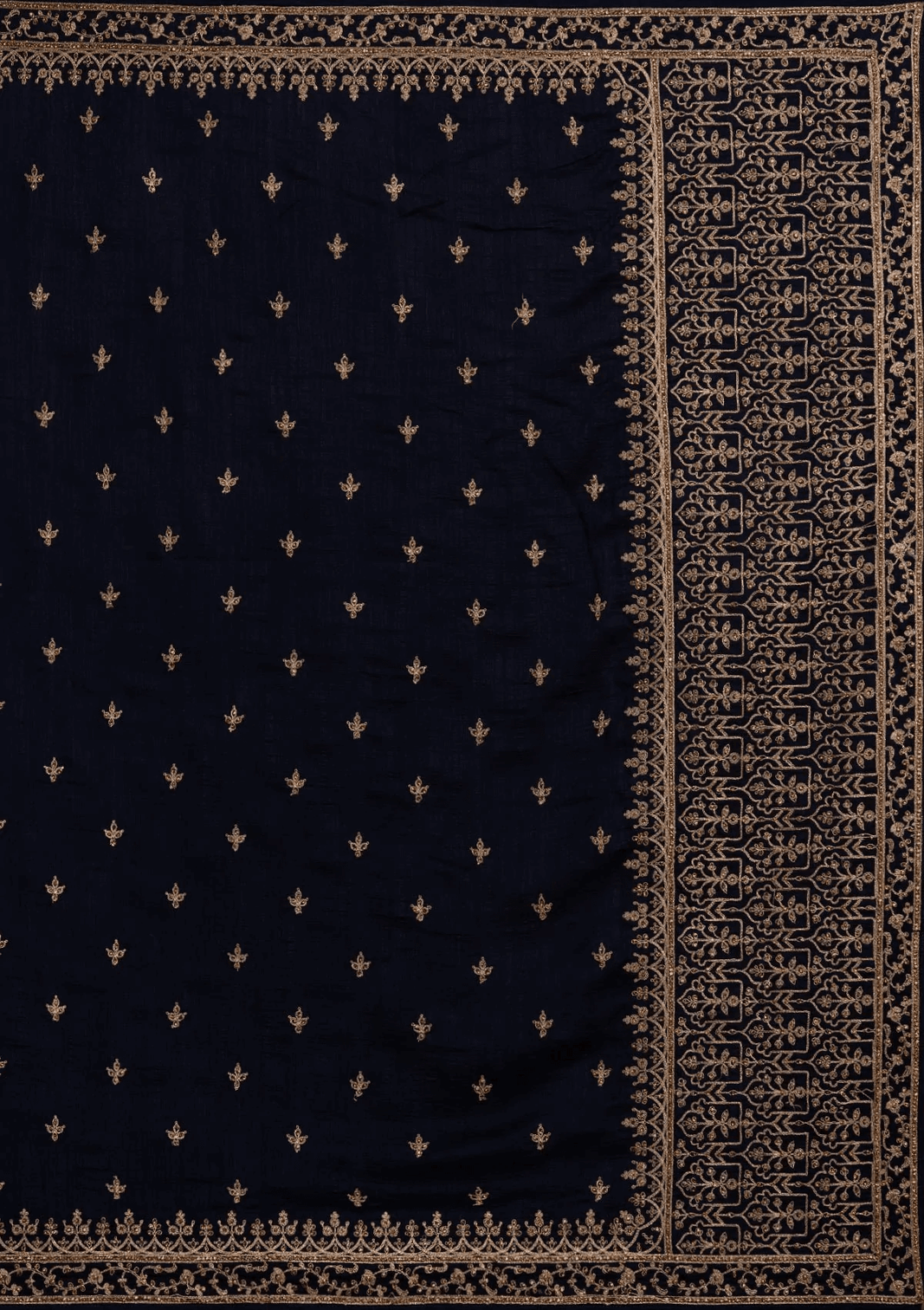 Delightful Navy Blue Dori And Sequins Embroidered Art Silk Traditional Saree
