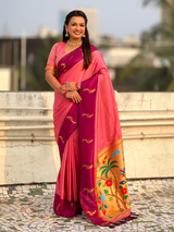 Pure Silk Saree Traditional Paithani Zari Woven Wedding Saree for Women Festive Party Wear Ethnic Designer Saree