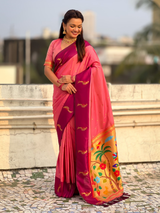 Pure Silk Saree Traditional Paithani Zari Woven Wedding Saree for Women Festive Party Wear Ethnic Designer Saree