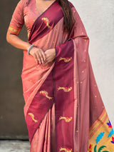 Pure Silk Saree Traditional Paithani Zari Woven Wedding Saree for Women Festive Party Wear Ethnic Designer Saree