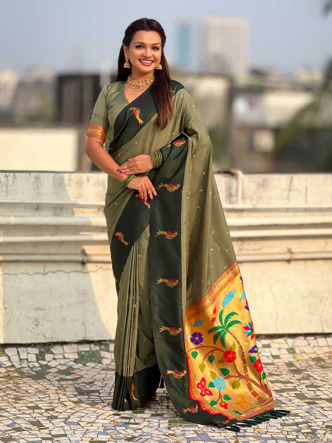 Pure Silk Saree Traditional Paithani Zari Woven Wedding Saree for Women Festive Party Wear Ethnic Designer Saree