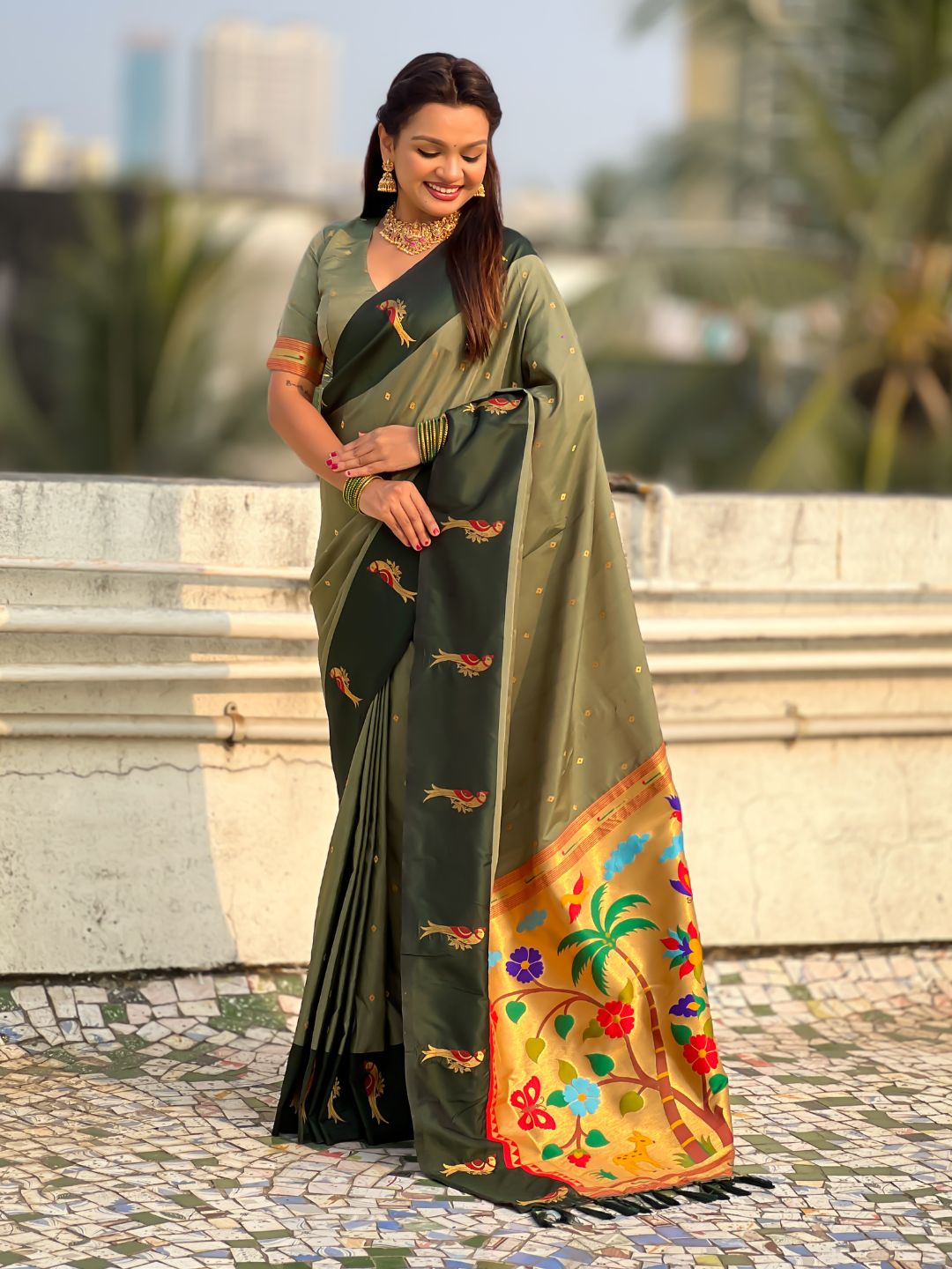 Pure Silk Saree Traditional Paithani Zari Woven Wedding Saree for Women Festive Party Wear Ethnic Designer Saree