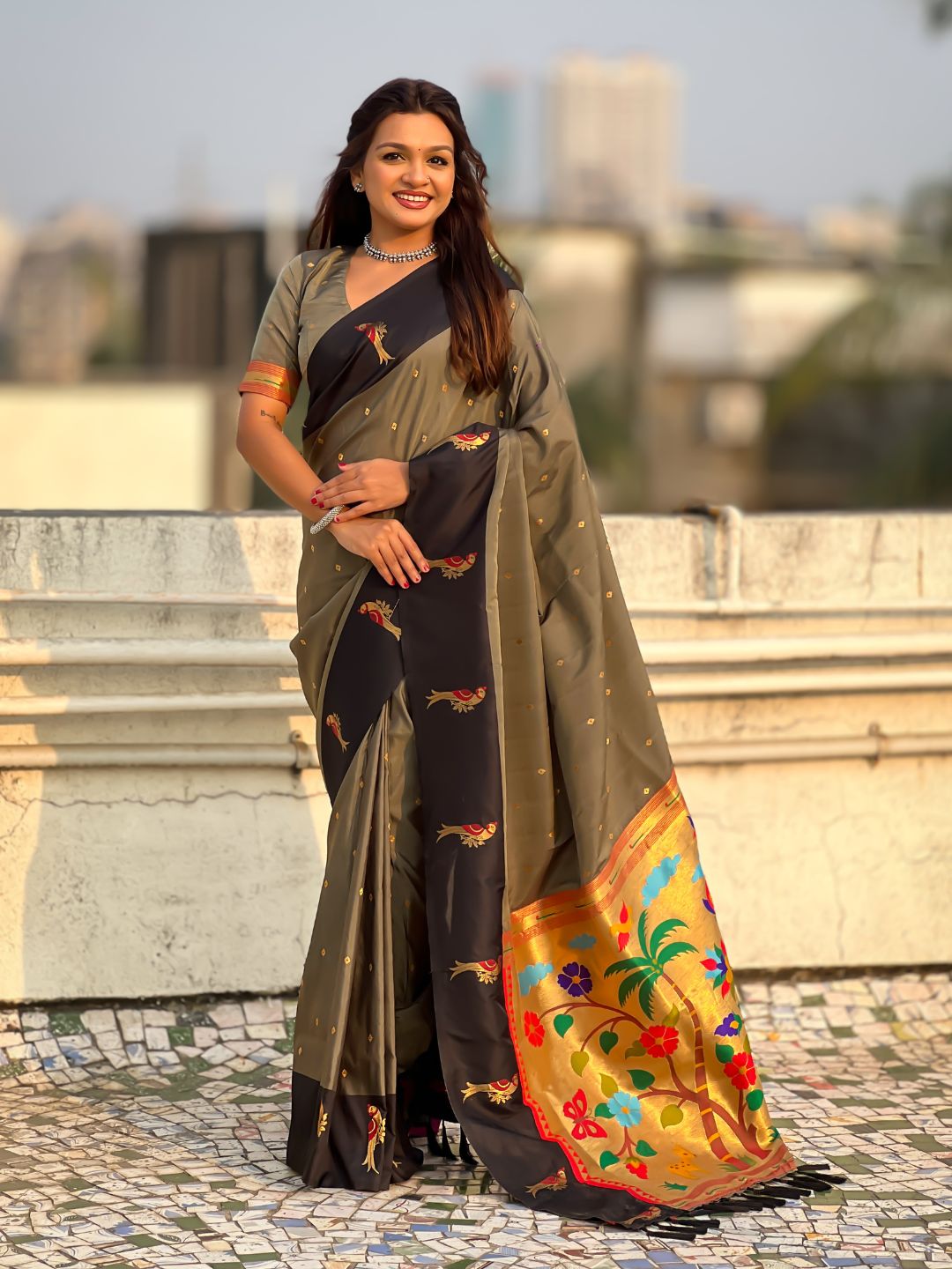 Pure Silk Saree Traditional Paithani Zari Woven Wedding Saree for Women Festive Party Wear Ethnic Designer Saree