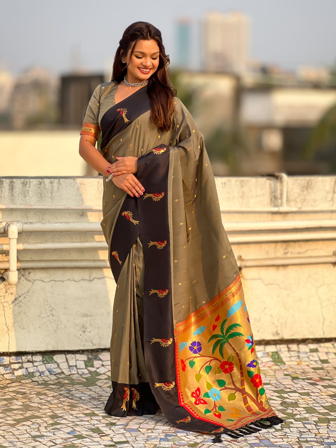 Pure Silk Saree Traditional Paithani Zari Woven Wedding Saree for Women Festive Party Wear Ethnic Designer Saree